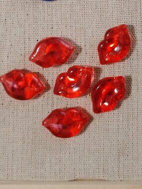 6 Pc Large RED Lips Decorative Memo Photo Display Bulletin Board Tack Push Pins